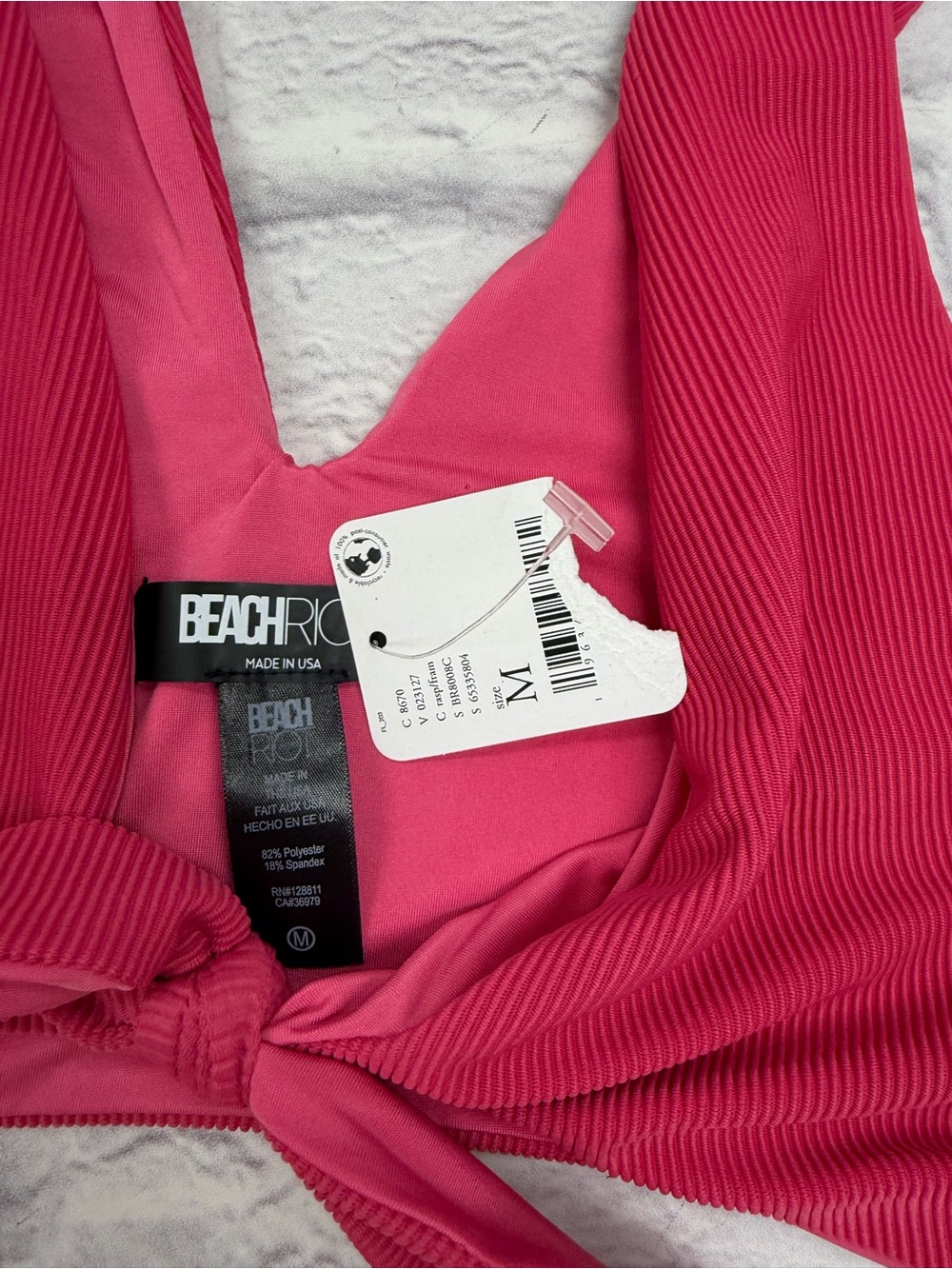 Beach Riot Ribbed Emma Bikini Top in Rasberry NWT's Sz M Pool Vacation Swim - Picture 13 of 17